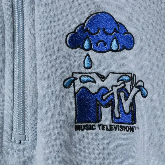 MTV Fleece Women Medium Blue Quarter Zip Pullover - Picture 5 of 7